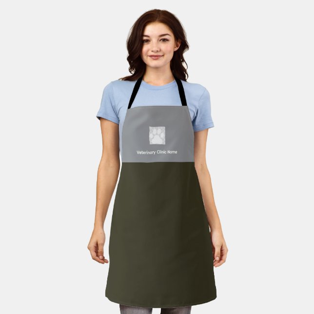 Veterinary Clinic Two‑Tone Grooming Apron (Worn)