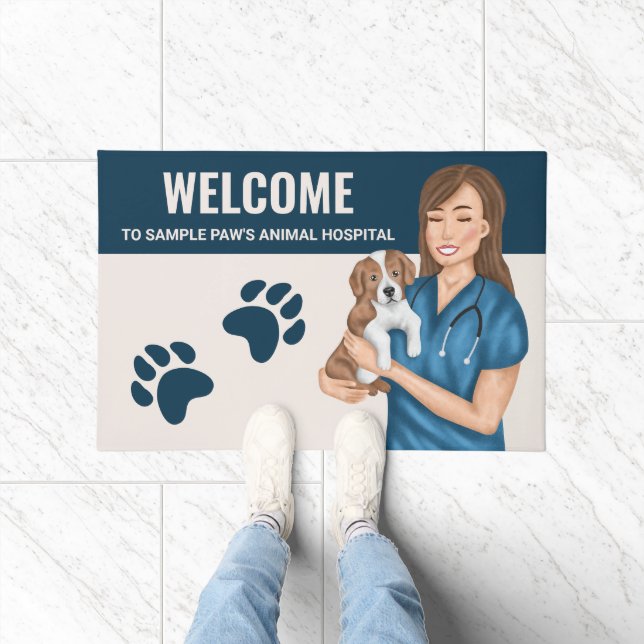 Veterinary Clinic Vet Animal Hospital Welcome Doormat (Indoor)