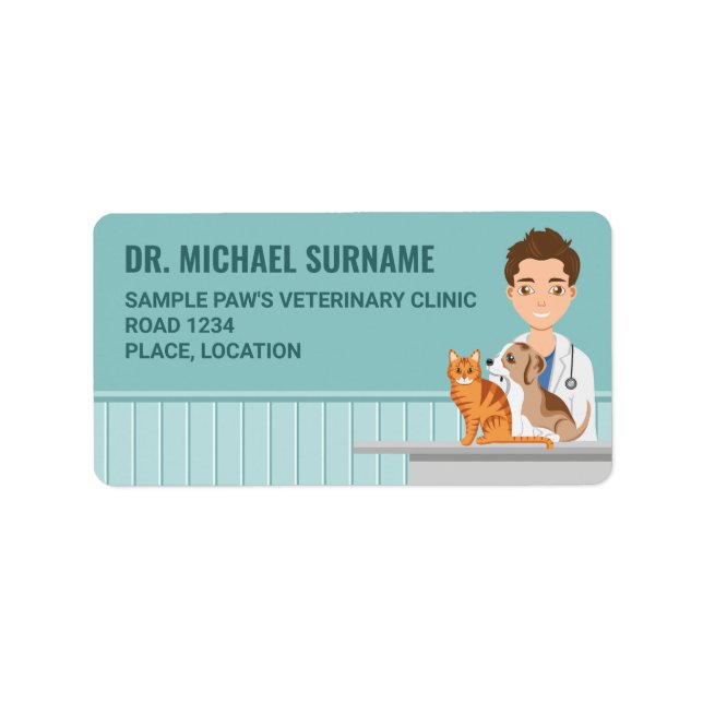 Veterinary Clinic Veterinarian Man Vet Doctor Blue Label (Front)