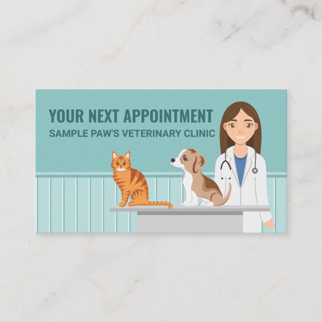 Veterinary Clinic Veterinarian Vet Doctor Custom Appointment Card (Front)