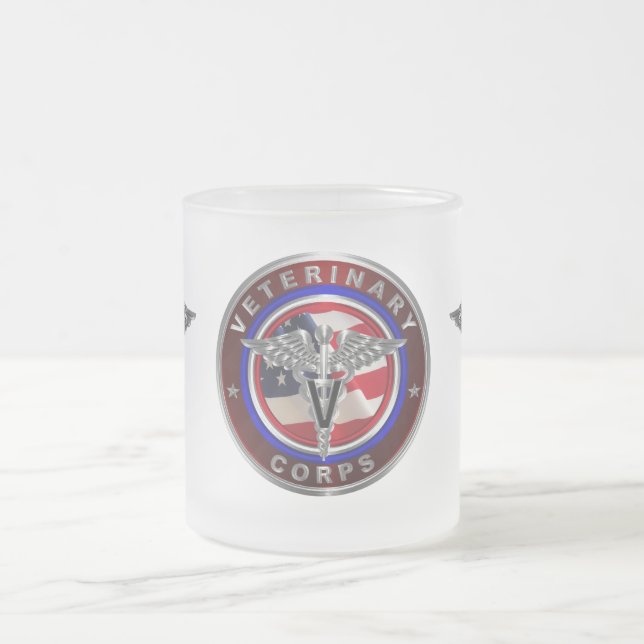 Veterinary Corps Frosted Glass Coffee Mug (Center)