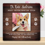 Veterinary Custom Pet Dog Photo Vet Tech Thank You Plaque<br><div class="desc">Say 'Thank You' to your wonderful veterinarian with a cute personalised pet photo plaque from the dog! Personalise with the pet's name & favourite photo. This veterinary appreciation gift will be a treasure keepsake. Customise 'Best Veterinarian Ever' for Vet Assistant, Vet Tech or Veterinary Title. COPYRIGHT © 2020 Judy Burrows,...</div>