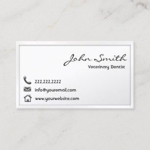 Veterinary Dentist Minimal White Dental Business Card