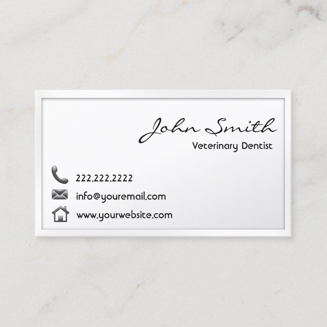 Veterinary Dentist Minimal White Dental Business Card (Front)