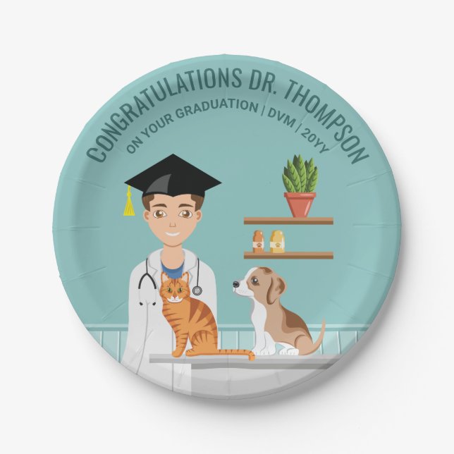 Veterinary Doctor Graduate Vet DVM Congratulations Paper Plate (Front)