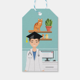 Veterinary Doctor Student DVM Vet Graduation Blue Gift Tags