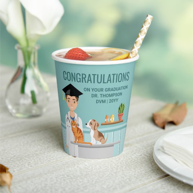 Veterinary Doctor Student DVM Vet Graduation Paper Cups (Insitu)