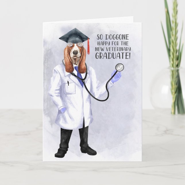 Veterinary Graduate Funny Hound Dog Doctor Card (Front)