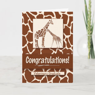 Veterinary Graduate Giraffe Print Congratuations Card