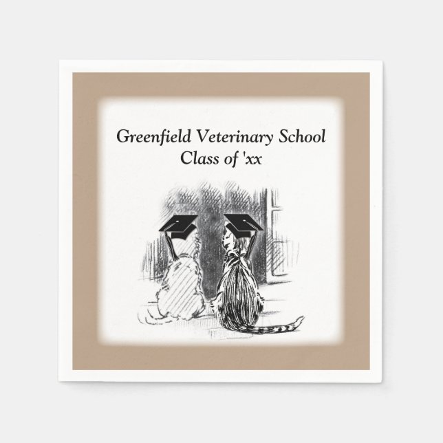 Veterinary Graduation, Dog & Cat, Square Gifts Napkin (Front)