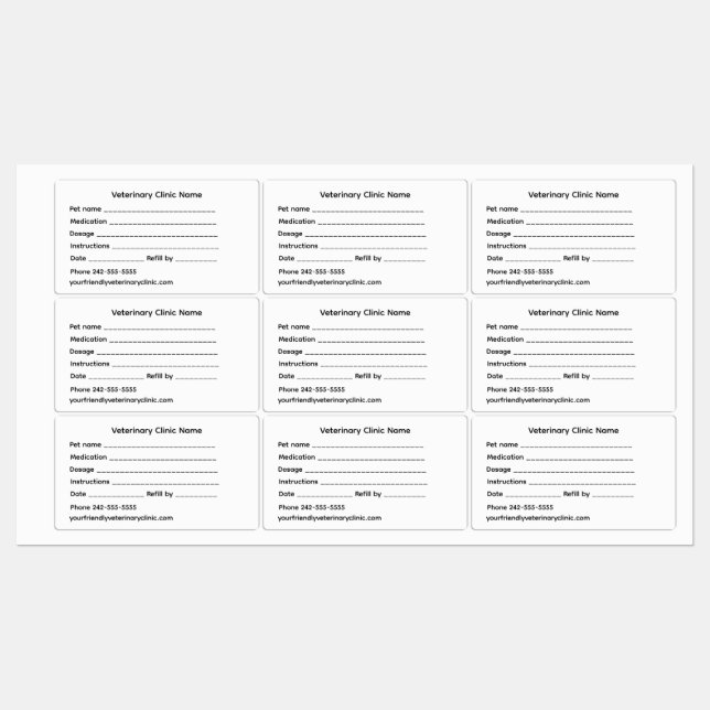 Veterinary Medication Label – Large & Waterproof (Sheet)