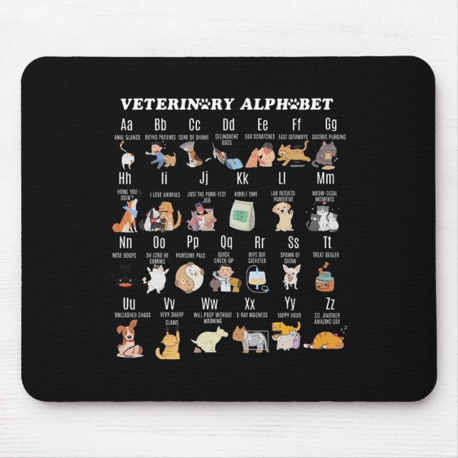 Veterinary Medicine Alphabet Vet Nurse Student Sch Mouse Mat (Front)