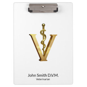 Veterinary Medicine Asclepius Vet Gold V Elegant Clipboard