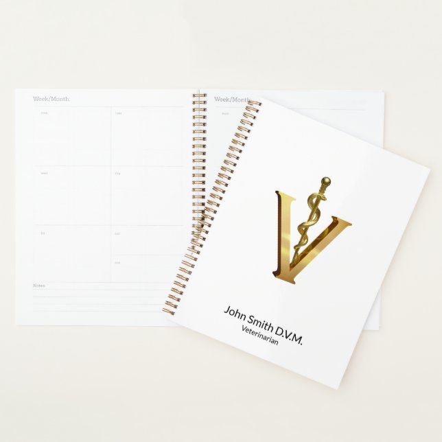 Veterinary Medicine Elegant Gold V Asclepius Vet Planner (Display)