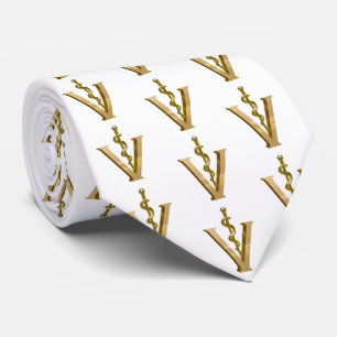 Veterinary Medicine Elegant Gold V Pattern Tie