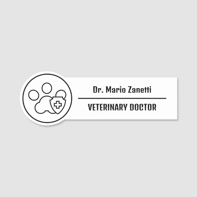 Veterinary medicine hospital and clinic Name Tag (Front)