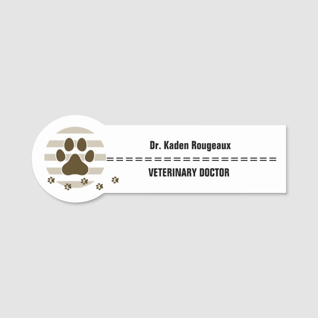 Veterinary medicine hospital and clinic Name Tag (Front)