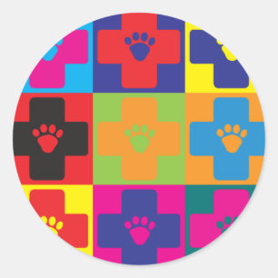 Veterinary Medicine Pop Art Classic Round Sticker