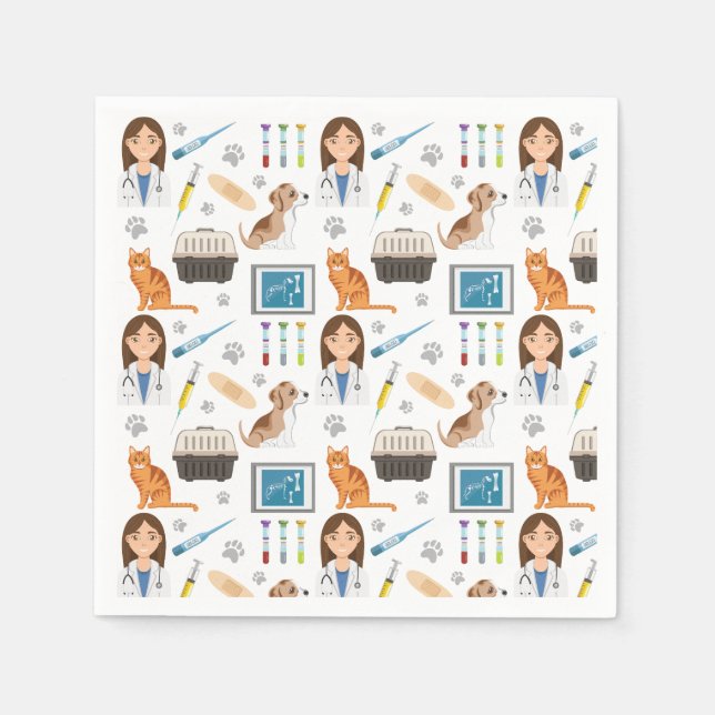 Veterinary Medicine Vet Doctor Medical DMV Pattern Napkin (Front)