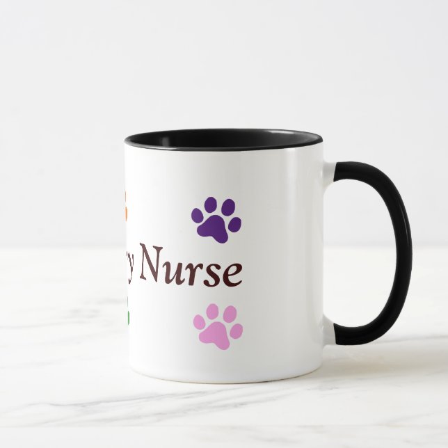 Veterinary Nurse-Colourful Paw Prints Mug (Right)