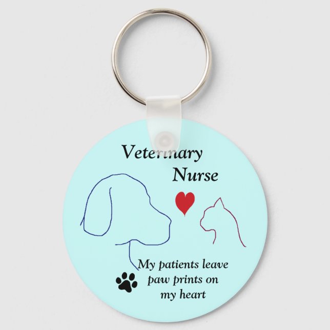Veterinary Nurse - Paw Prints on My Heart #2 Key Ring (Front)