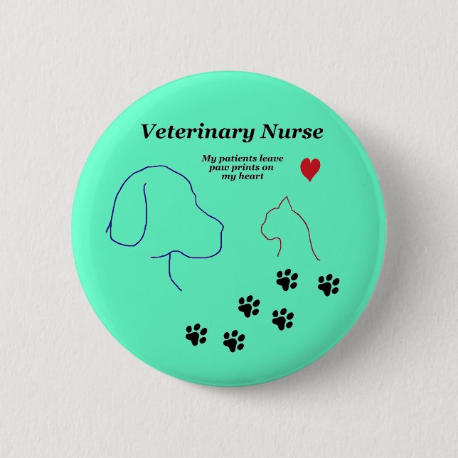 Veterinary Nurse-Paw Prints on My Heart 6 Cm Round Badge (Front)
