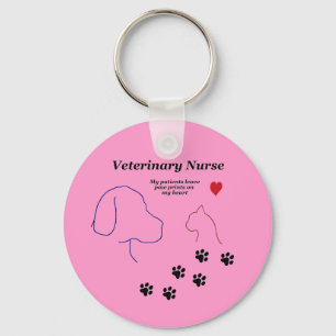 Veterinary Nurse-Paw Prints on My Heart Key Ring