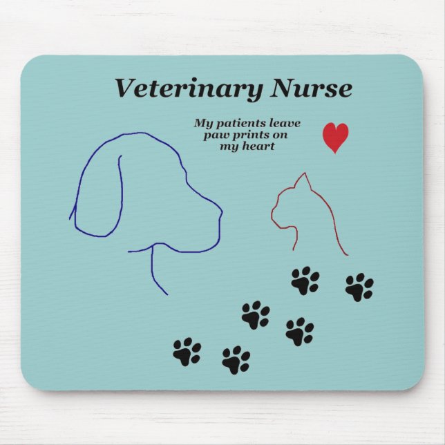 Veterinary Nurse-Paw Prints on My Heart Mouse Mat (Front)