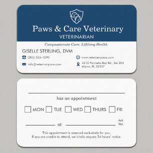 Veterinary Office Pet Visit Reminder Business Card