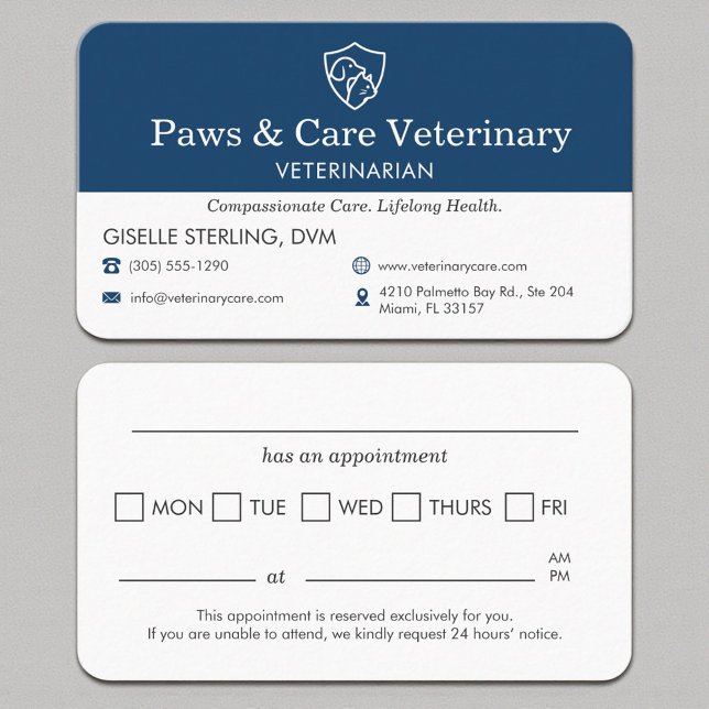 Veterinary Office Pet Visit Reminder Business Card (Creator Uploaded)