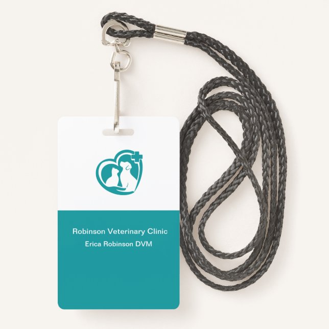 Veterinary Office Staff Name Badges ID Badge (Front with Lanyard)