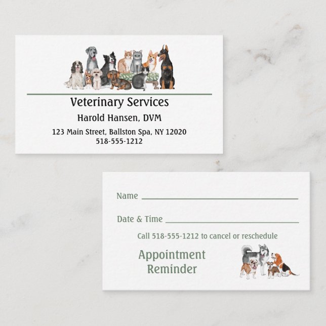 Veterinary or Pet Services Business Card (Front/Back)