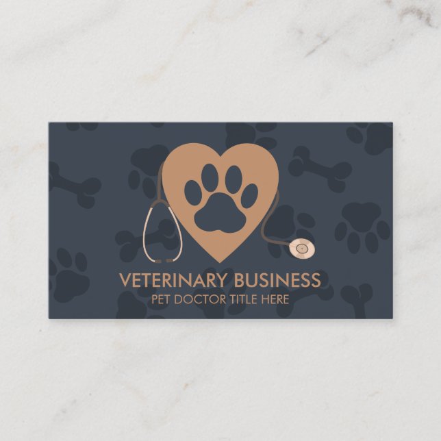 Veterinary Paw Pet Doctor Business Card (Front)