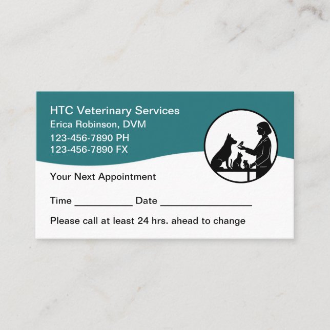 Veterinary Pet Care Appointment Cards Reminder  (Front)