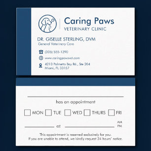 Veterinary Pet Clinic Appointment Reminder Card