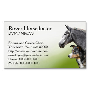 Veterinary practice horses and dogs 	Magnetic business card