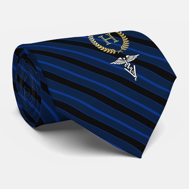 Veterinary Professional Framed Monogram Blue Tie (Rolled)