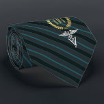 Veterinary Professional Monogrammed Slate Tie<br><div class="desc">A slate striped personalised tie tailored to Veterinary professionals and yours or your gift recipient's monogram inside a faux gold wreath.</div>