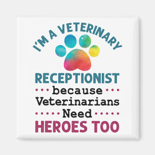Veterinary Receptionist Cute Appreciation Paw Magnet