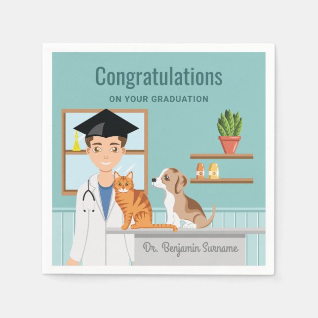 Veterinary School Graduate Vet Congratulations DVM Napkin (Front)