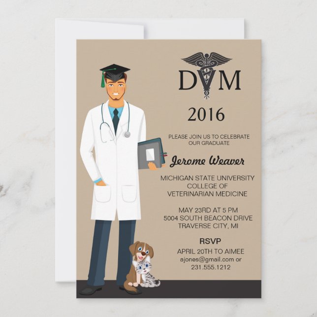 Veterinary School Graduation Invitation | Male (Front)