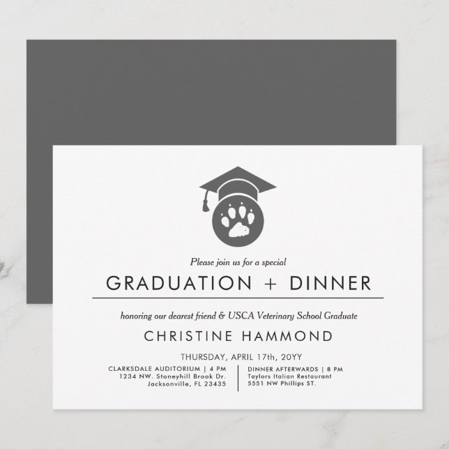 Veterinary School Graduation | Minimalist Invite (Front/Back)
