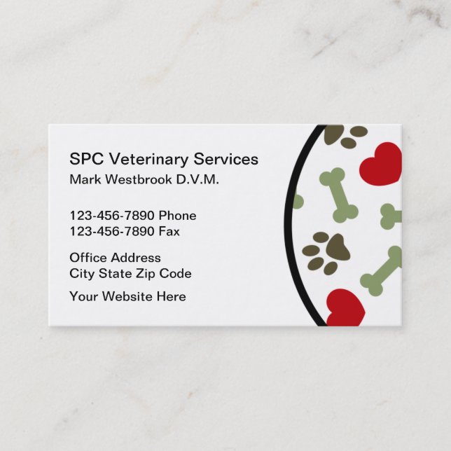 Veterinary Services Veterinarian Business Card (Front)