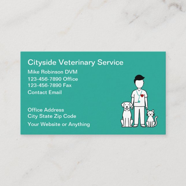 Veterinary Services Veterinarian Business Cards (Front)