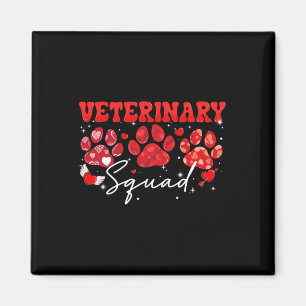 Veterinary Squad Fun Dog Paw Vet Tech Valentines D Magnet