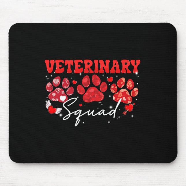 Veterinary Squad Fun Dog Paw Vet Tech Valentines D Mouse Mat (Front)