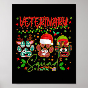 Veterinary Squad Paw Christmas Vet Tech Xmas Pajam Poster