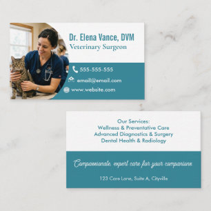 Veterinary Surgeon Clinic Photo Profile Custom Business Card