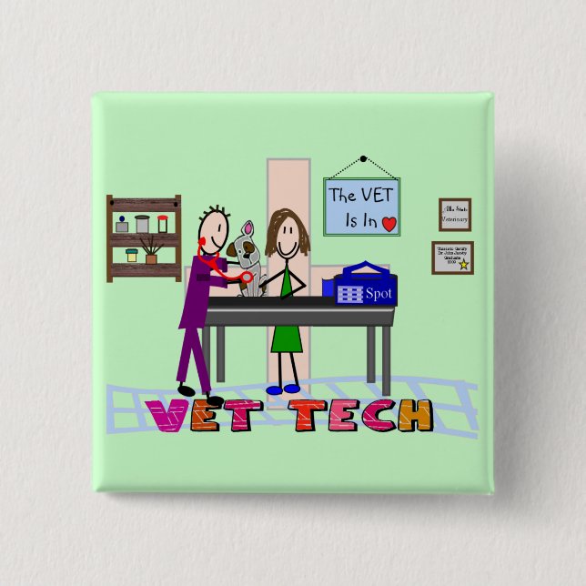 Veterinary Technician Gifts---Unique Art 15 Cm Square Badge (Front)