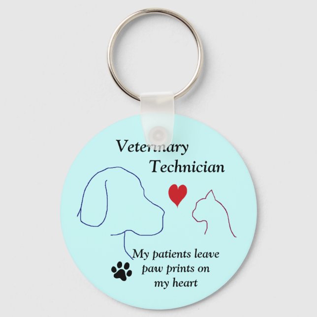 Veterinary Technician - Paw Prints on My Heart #2 Key Ring (Front)
